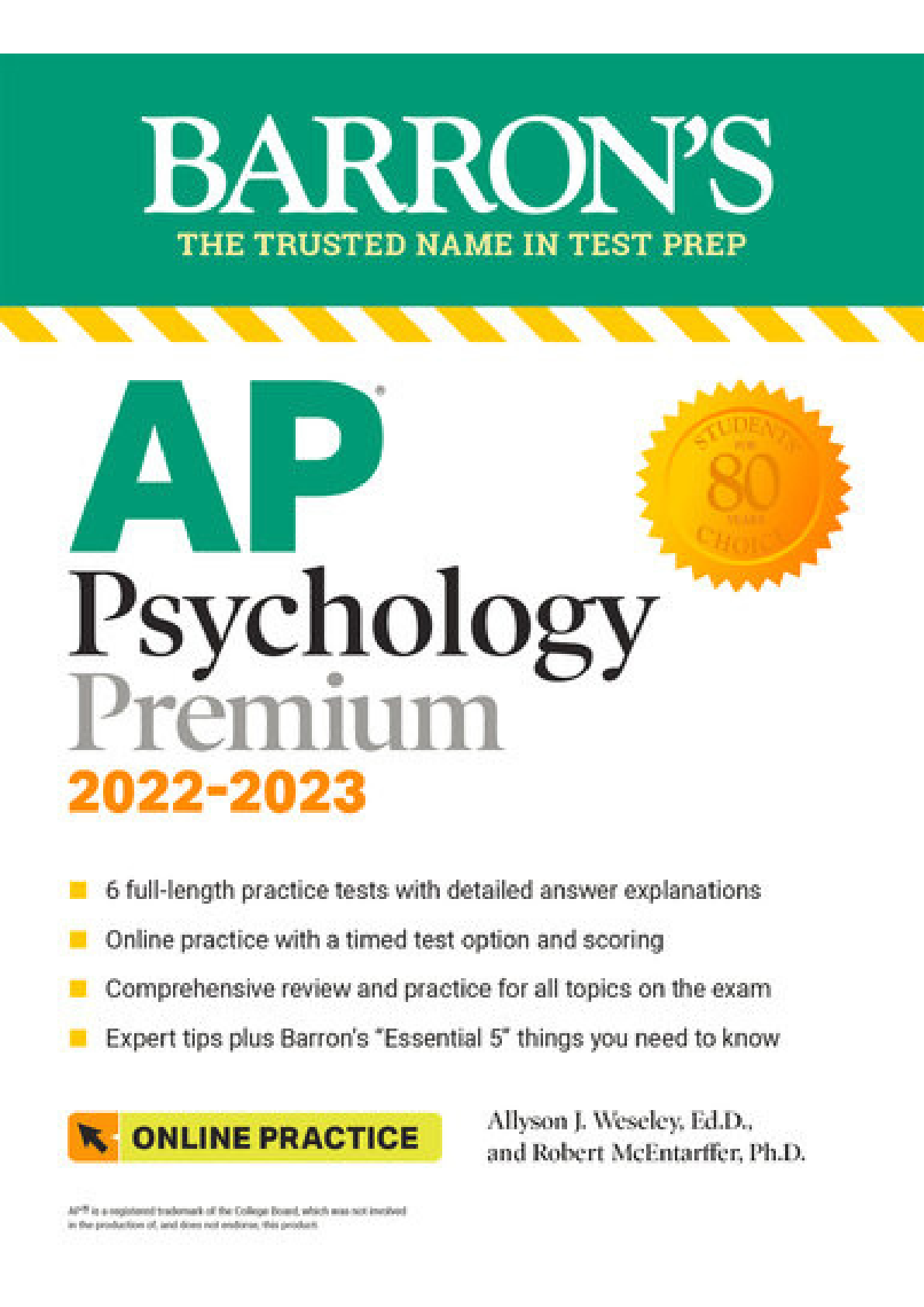 Ebook [PDF] AP Psychology Premium, 2022-2023: Comprehensive Review with 6 Practice Tests + an Online Timed Test Option (Barron's Test Prep) 10th Edition by Allyson J. Weseley, Robert McEntarffer